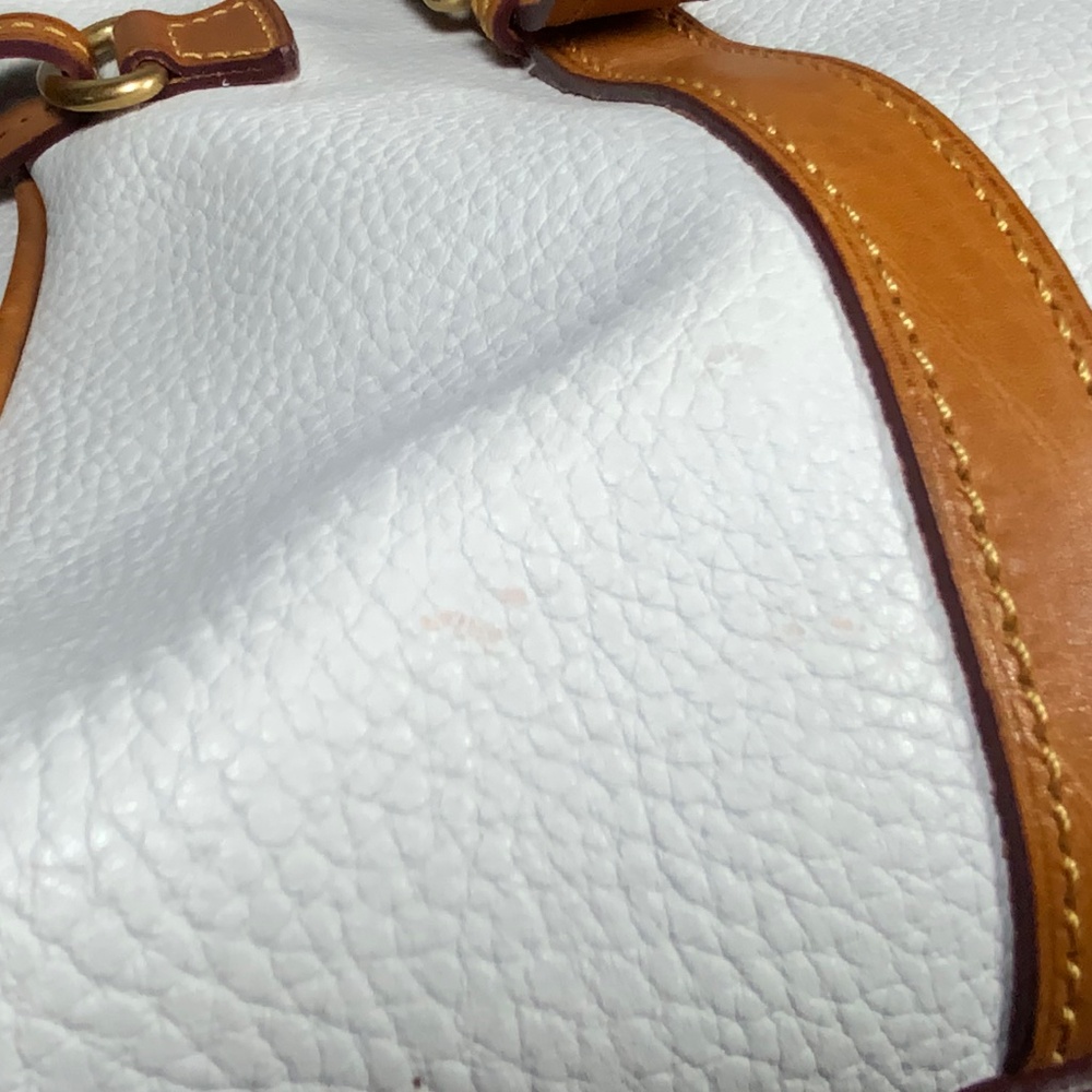 Dooney & Bourke Cream and Tan Domed Leather Satchel - Picture 9 of 16